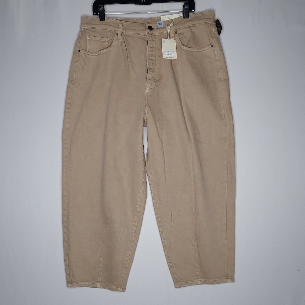 Ana High Rise Balloon Jeans Women 18P‎ Brown Denim Ankle Button-Fly Barrel